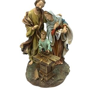 Holy Family Studio  Workshop Joseph Mary Jesus Woodworking Figurine Religious